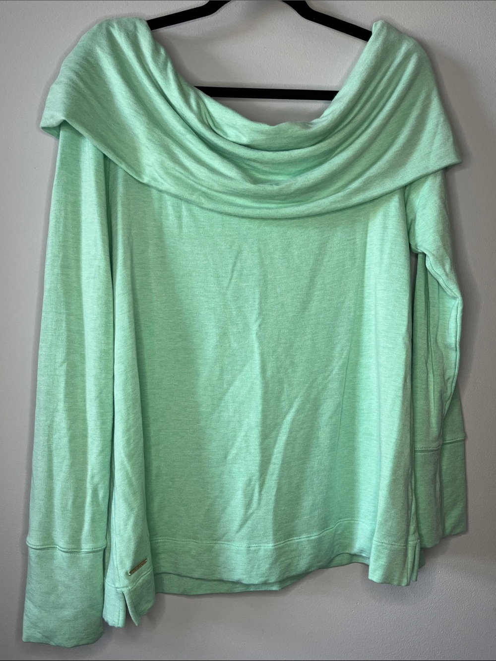 Lily Pulitzer teal blue off shoulder modal sweater long sleeve top